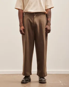 7115 Unisex Wool Pleated Trouser, Umber