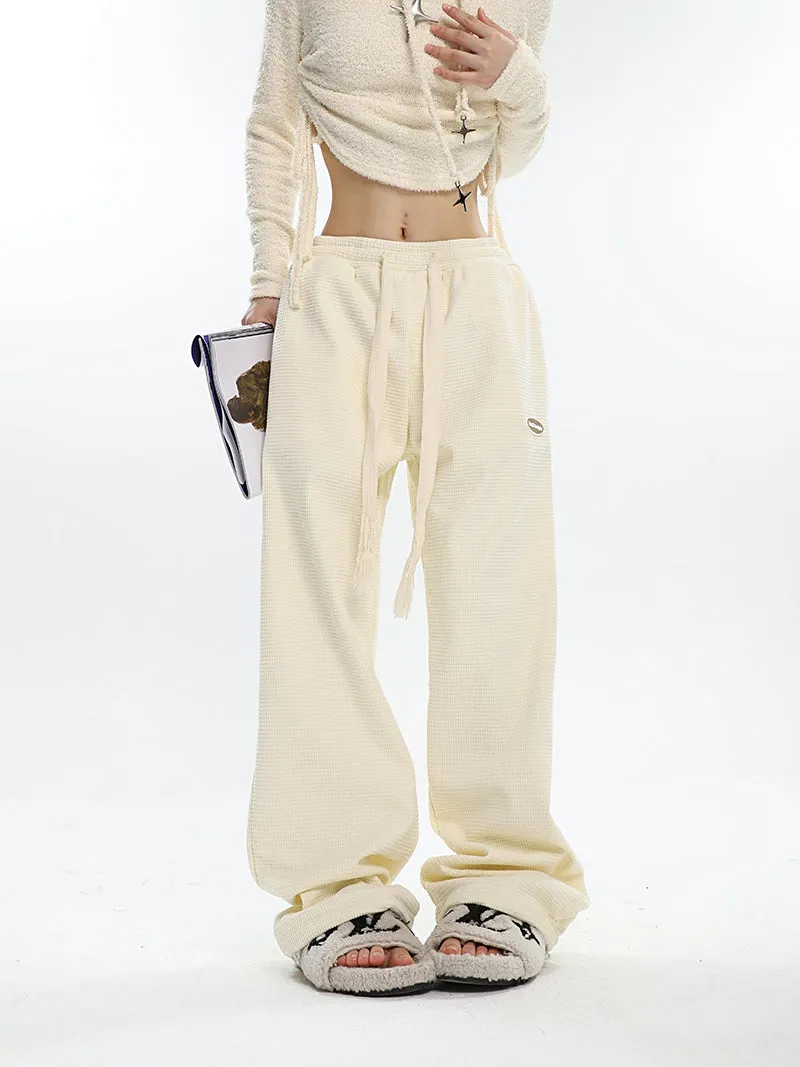 Abril Solid Color Straight Leg High Waisted Sweatpants
