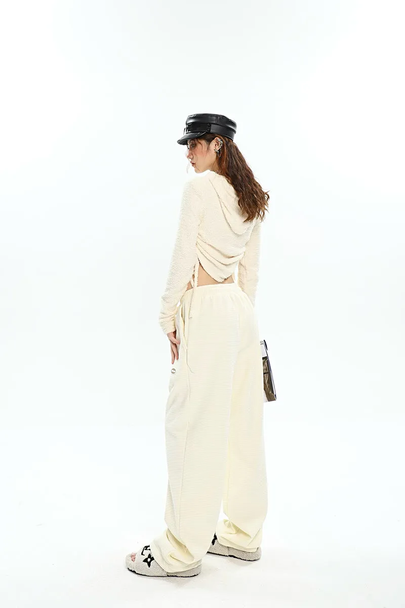 Abril Solid Color Straight Leg High Waisted Sweatpants