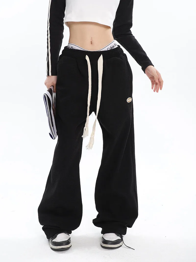 Abril Solid Color Straight Leg High Waisted Sweatpants