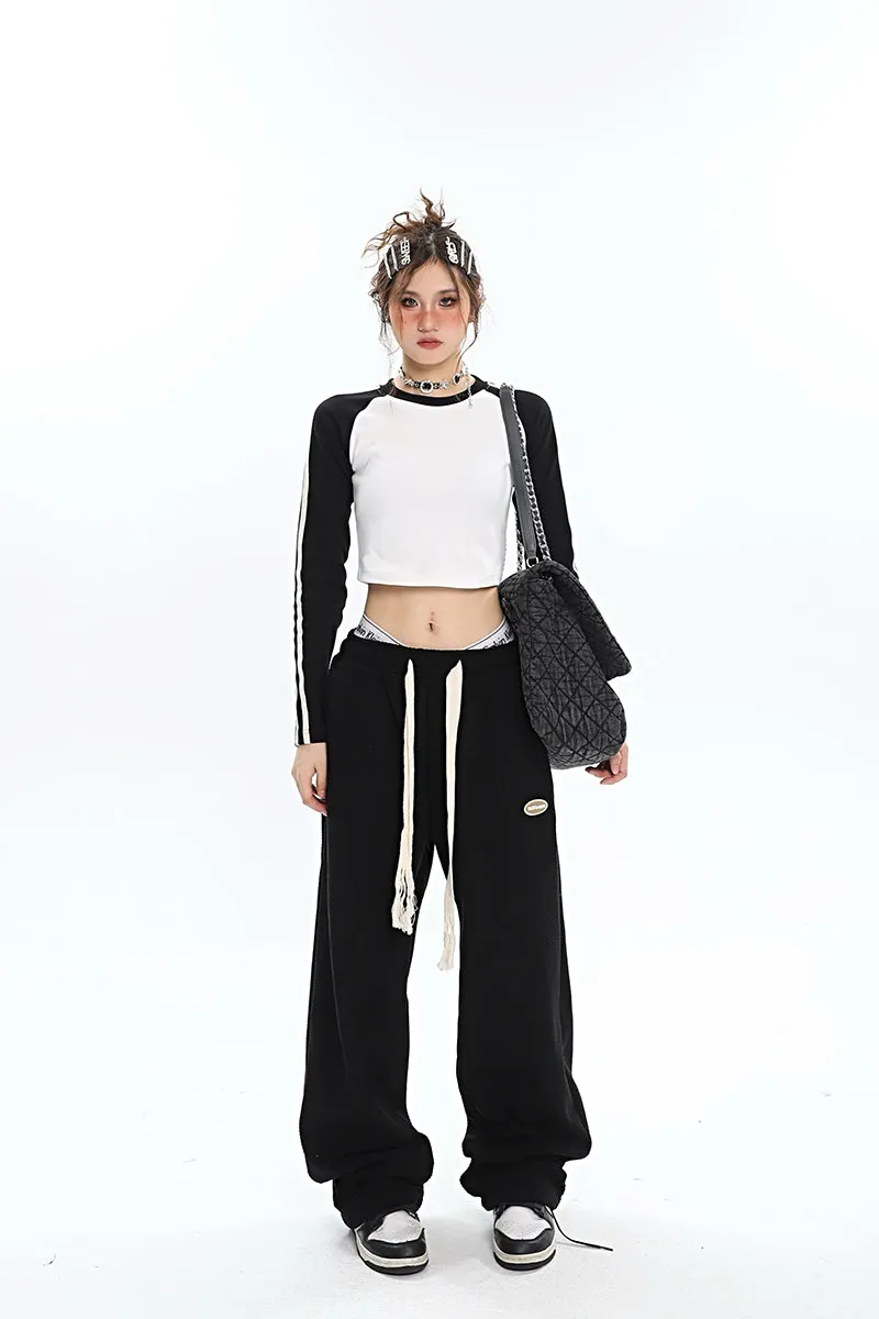 Abril Solid Color Straight Leg High Waisted Sweatpants