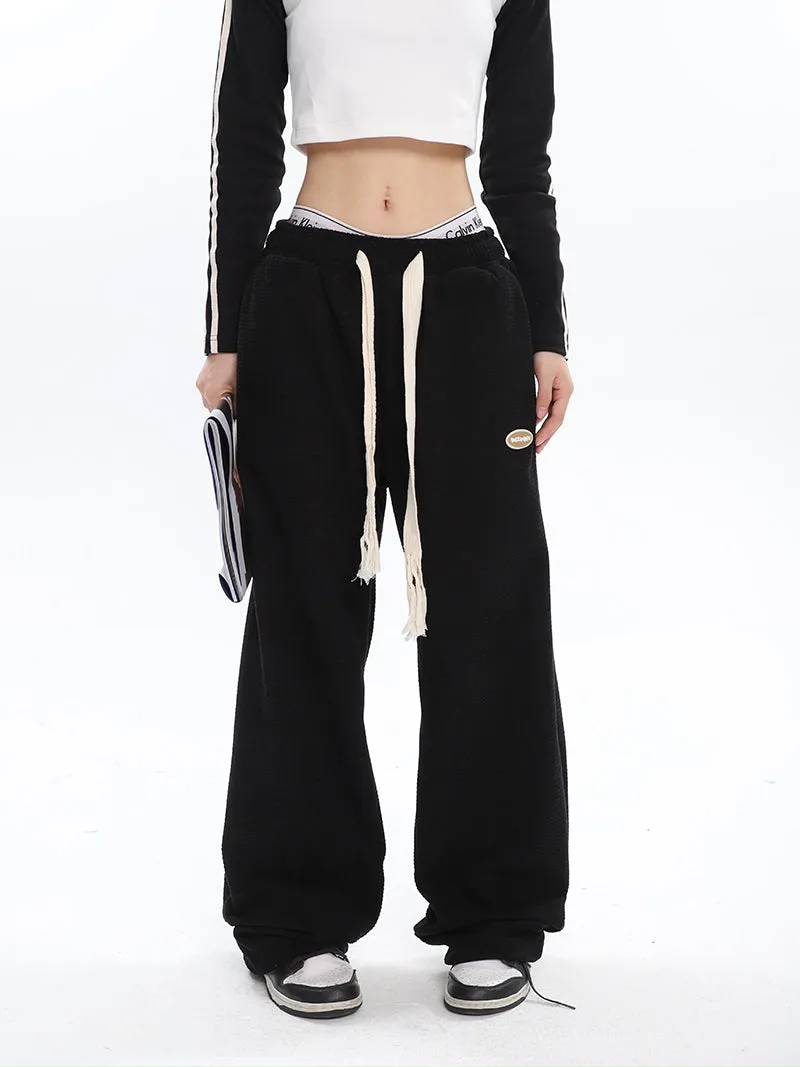 Abril Solid Color Straight Leg High Waisted Sweatpants