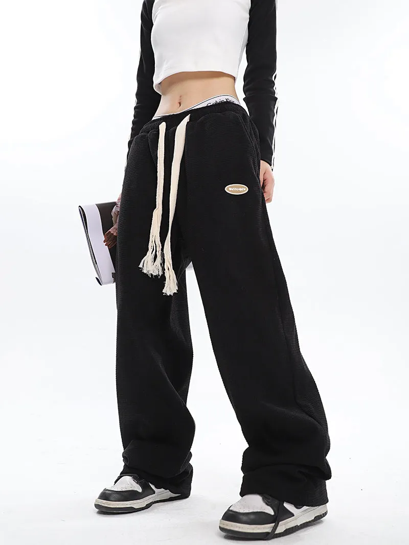 Abril Solid Color Straight Leg High Waisted Sweatpants