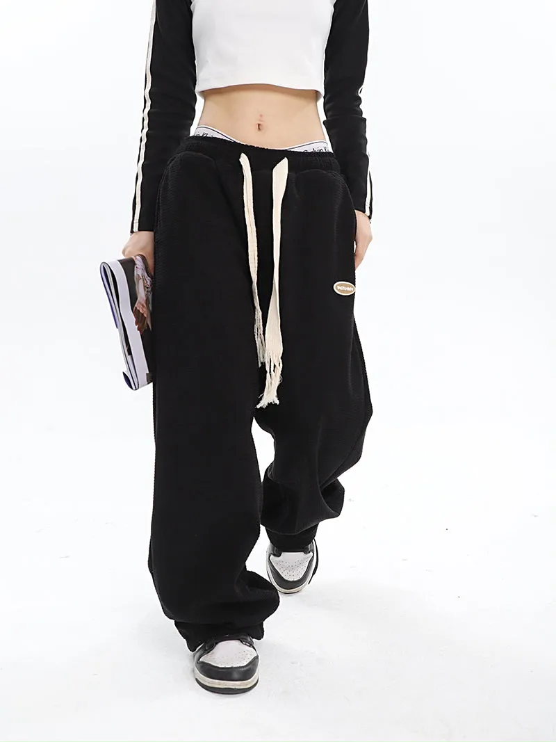 Abril Solid Color Straight Leg High Waisted Sweatpants
