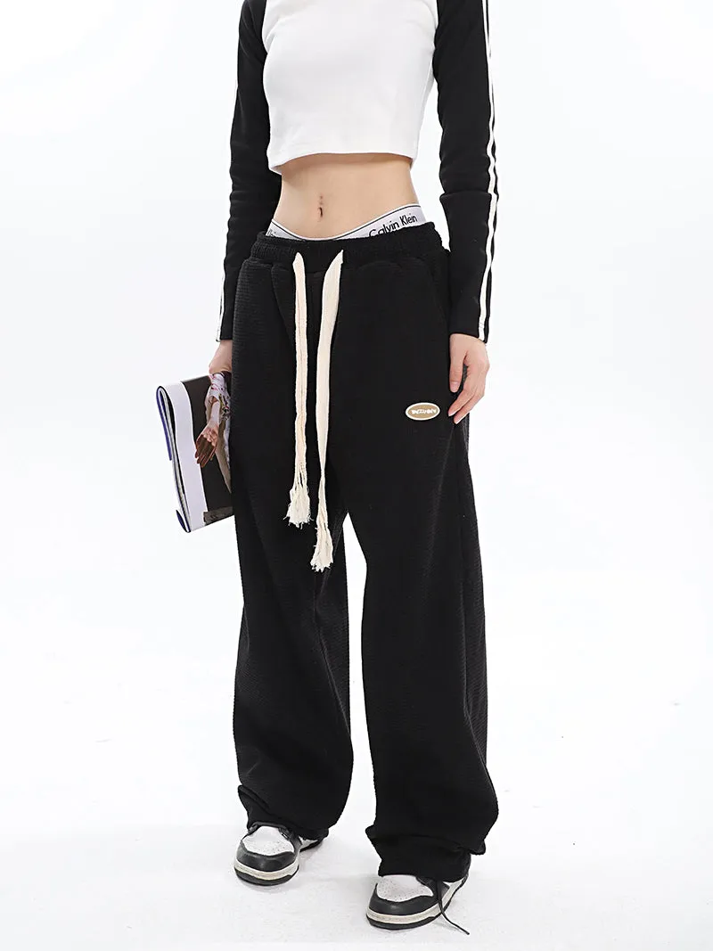 Abril Solid Color Straight Leg High Waisted Sweatpants