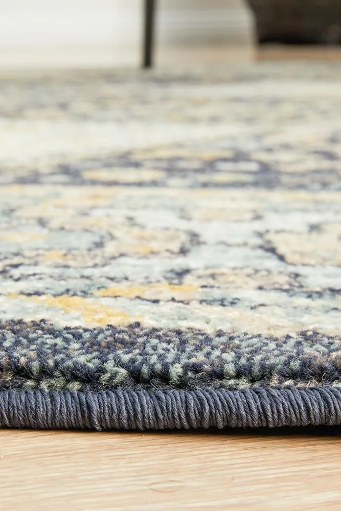 Artin Power Loomed  Navy Round Rug