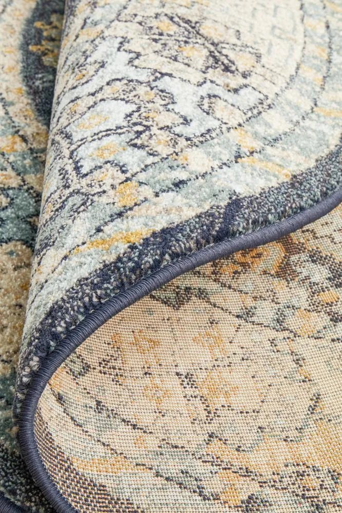 Artin Power Loomed  Navy Round Rug