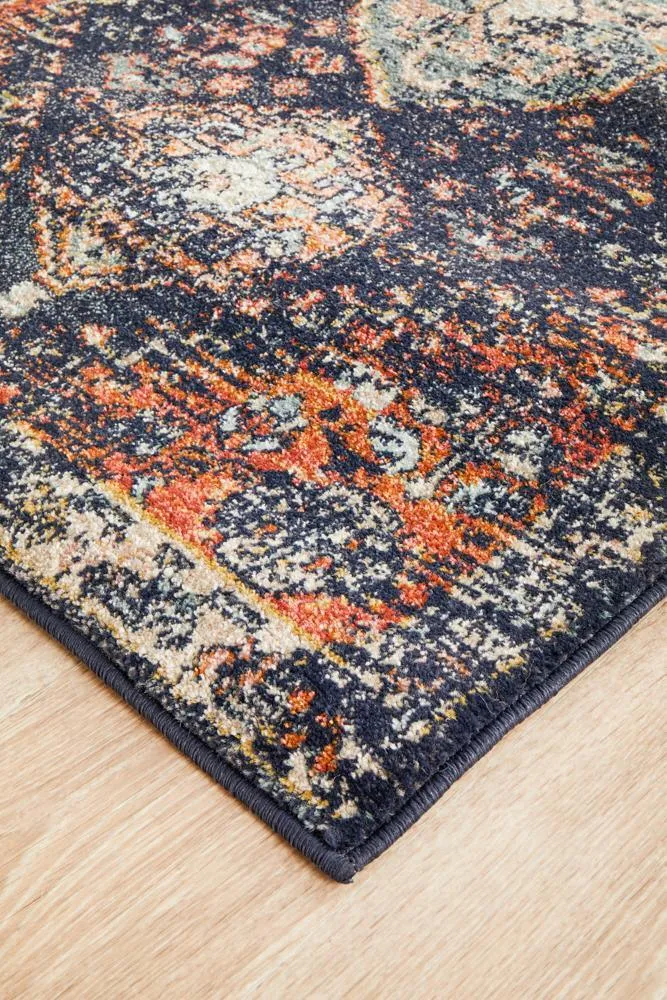 Artin Power Loomed Navy Runner Rug