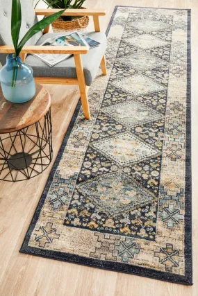 Artin Power Loomed Navy Runner Rug