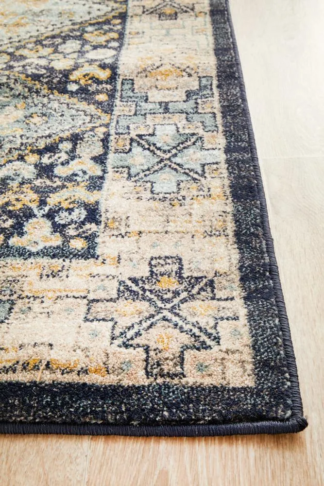 Artin Power Loomed Navy Runner Rug