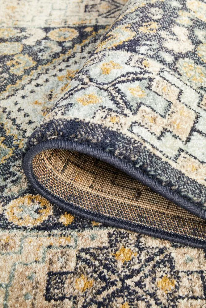 Artin Power Loomed Navy Runner Rug