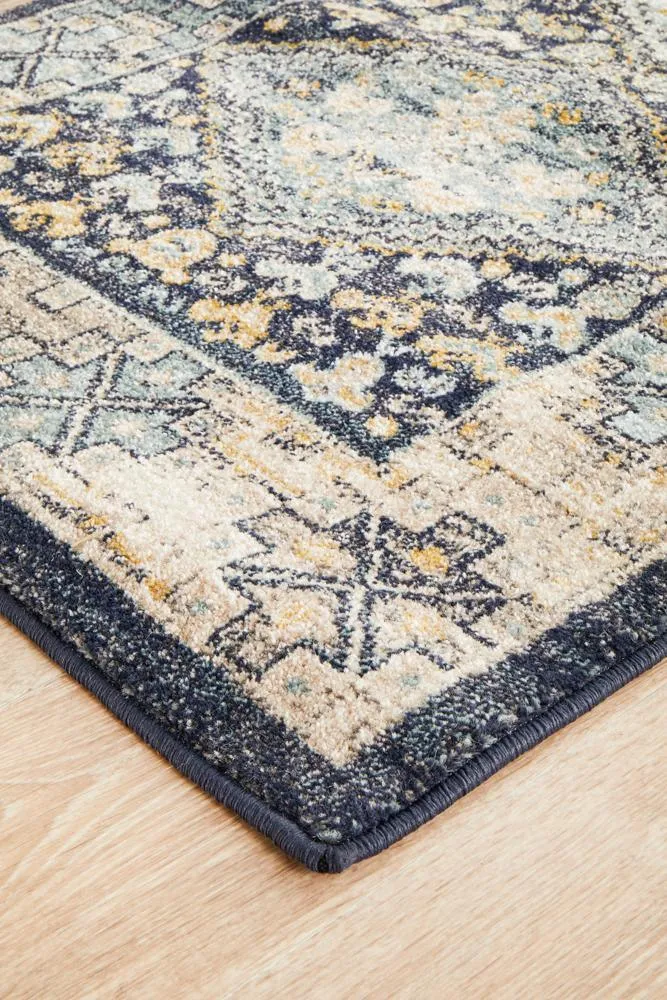 Artin Power Loomed Navy Runner Rug