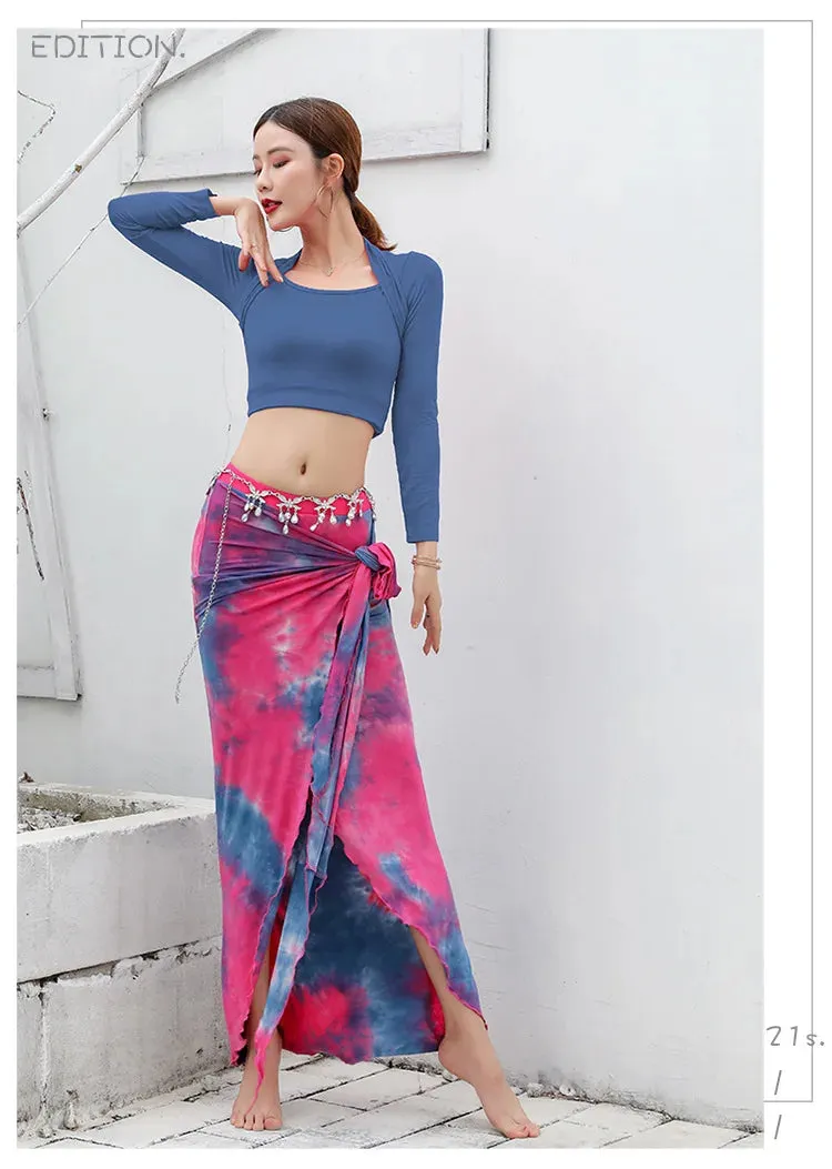 Asymmetric Belly Dance Tie-dry Skirt