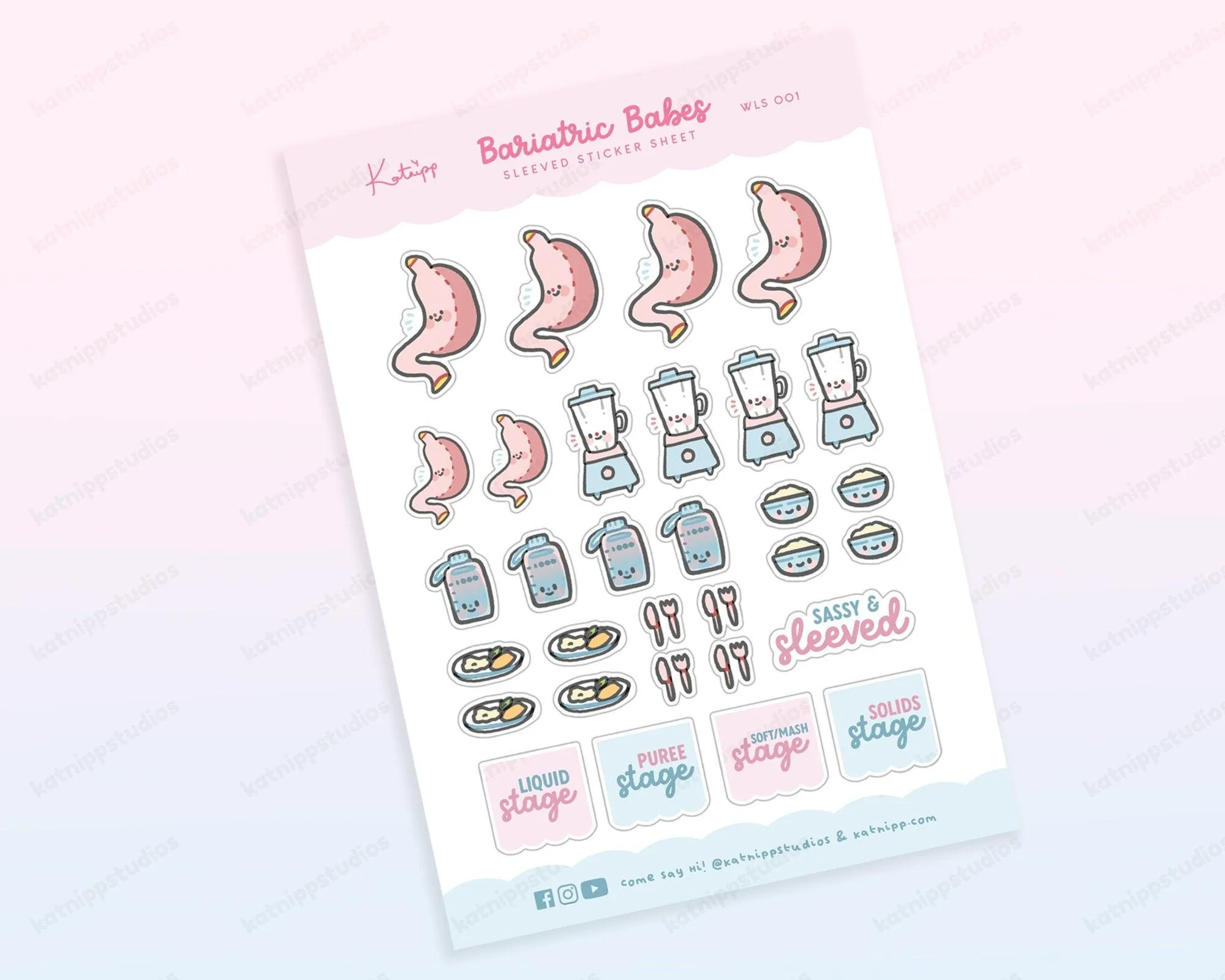 Bariatric Babe Sticker Sheet | Cute Gastric Sleeve Planner Stickers | WLS 001