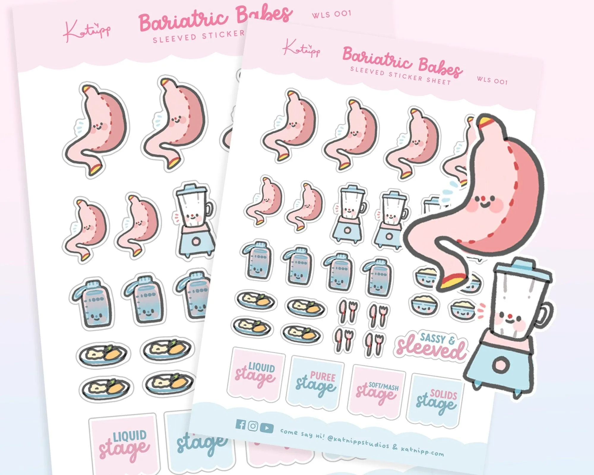 Bariatric Babe Sticker Sheet | Cute Gastric Sleeve Planner Stickers | WLS 001