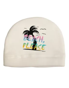 Beach Please - Summer Colors with Palm Trees Child Fleece Beanie Cap Hat