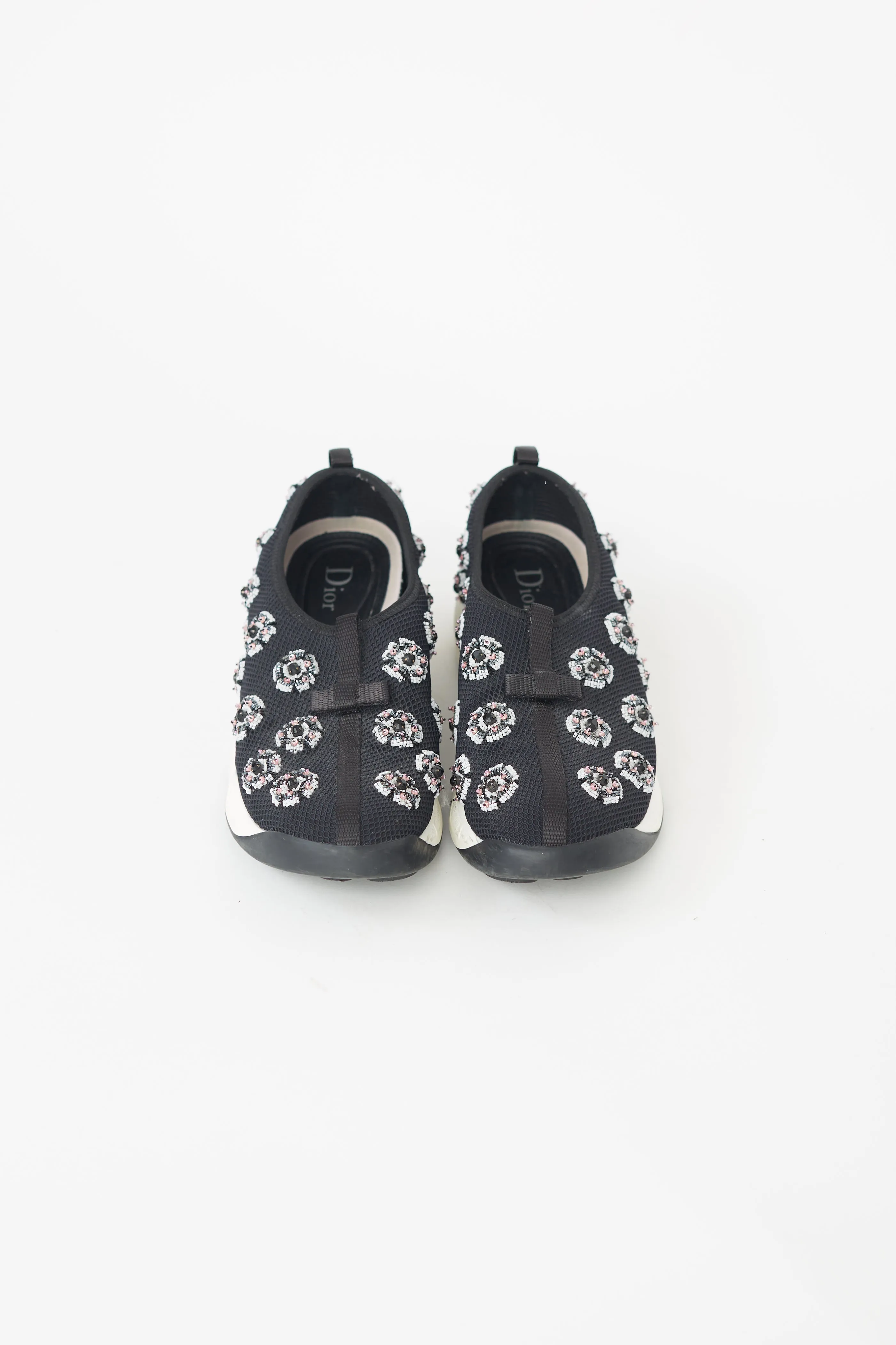 Black Multi Flower Embellished Fusion Sneaker