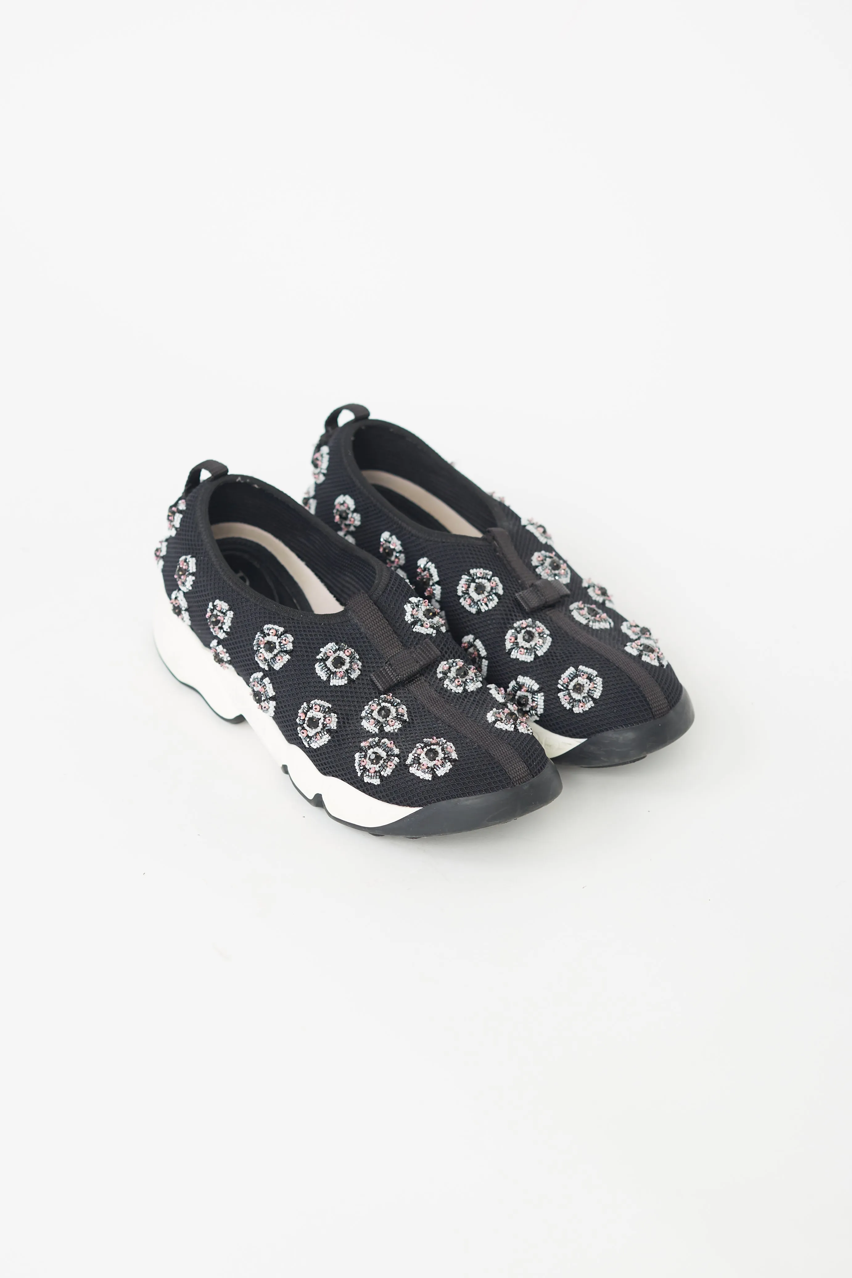 Black Multi Flower Embellished Fusion Sneaker