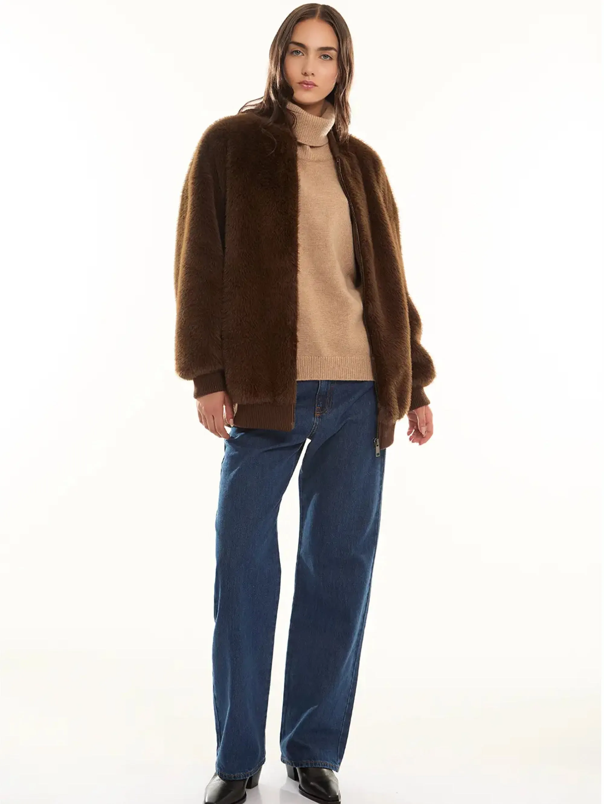 Bomber in Ecopelliccia Marrone