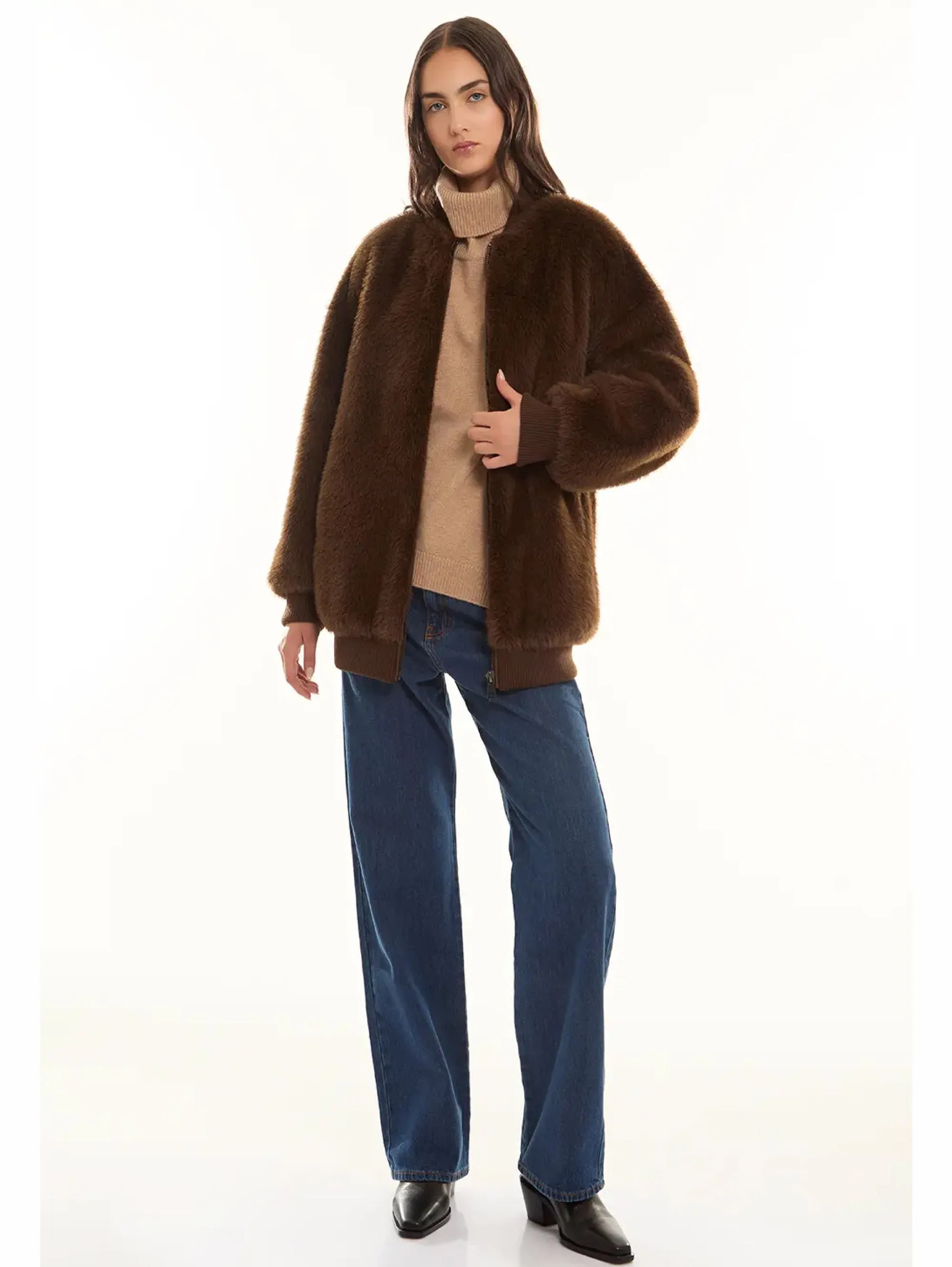 Bomber in Ecopelliccia Marrone