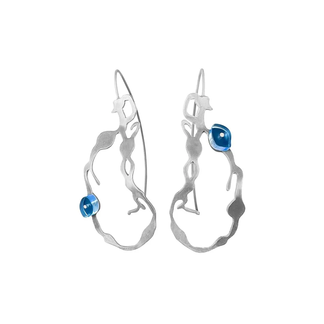 Chandelier Seaweed Earrings in Brushed Silver