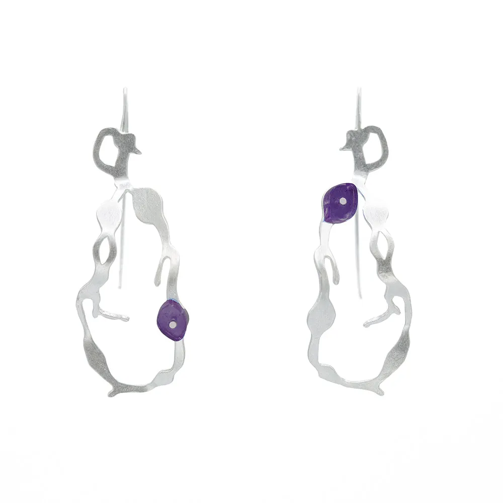 Chandelier Seaweed Earrings in Brushed Silver