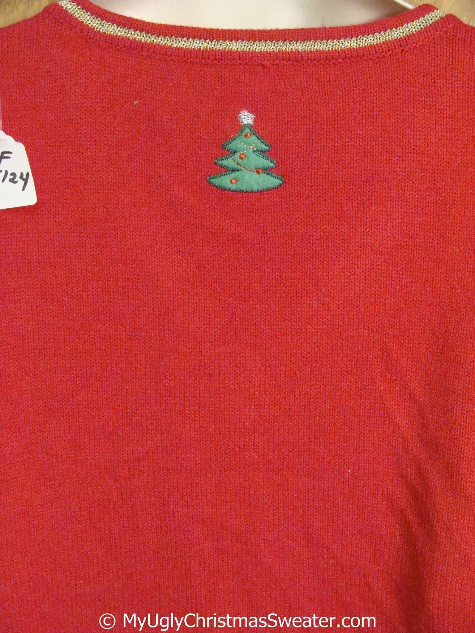 Cheap Red Xmas Vest with Reindeer, Snowman and Tree
