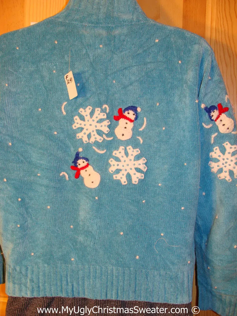 Christmas sweater with  2-Sided Design and Snowman Zipper Pull  (f1241)