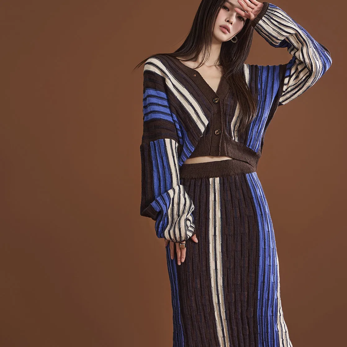 D4315 Cardigan and Skirt Knit Two-piece