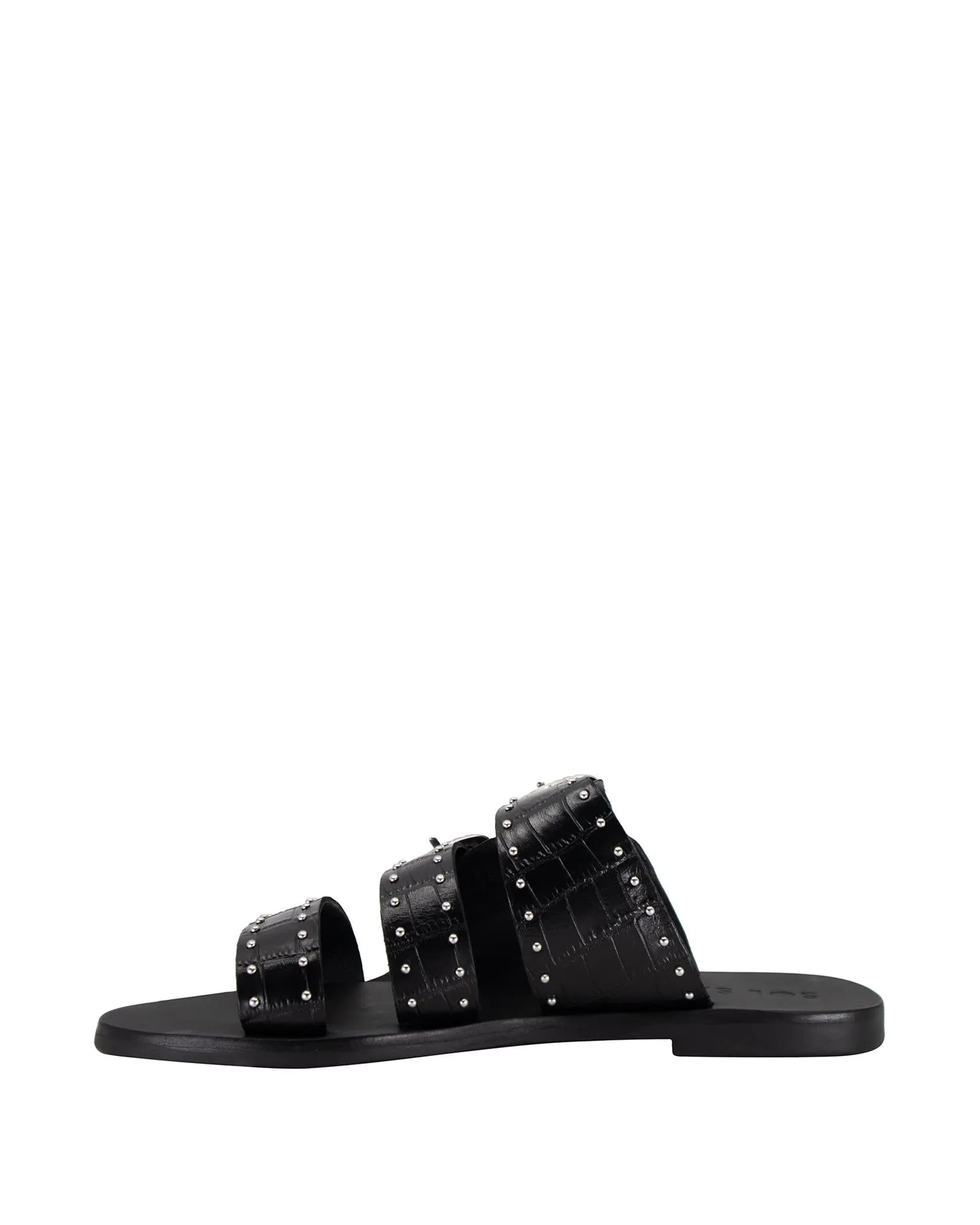 Eastwood Stud Slide Black Croc/Silver
