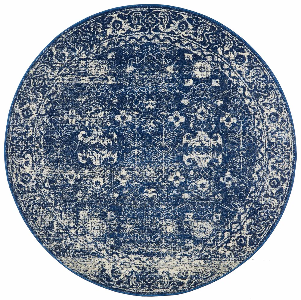 Evoke 252 Round Rug (Navy) by Rug Culture