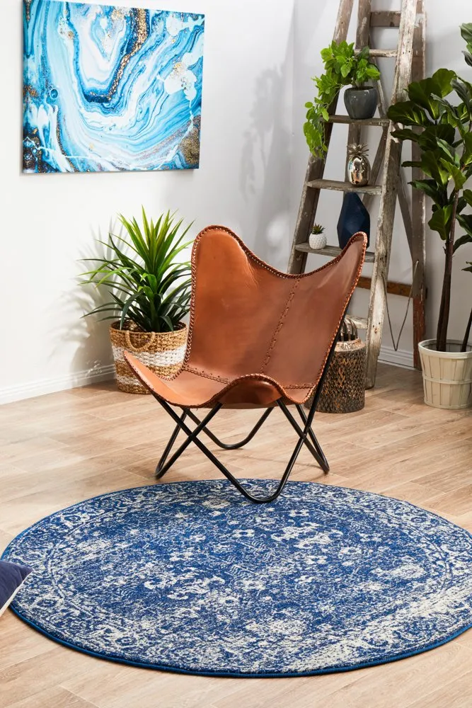 Evoke 252 Round Rug (Navy) by Rug Culture