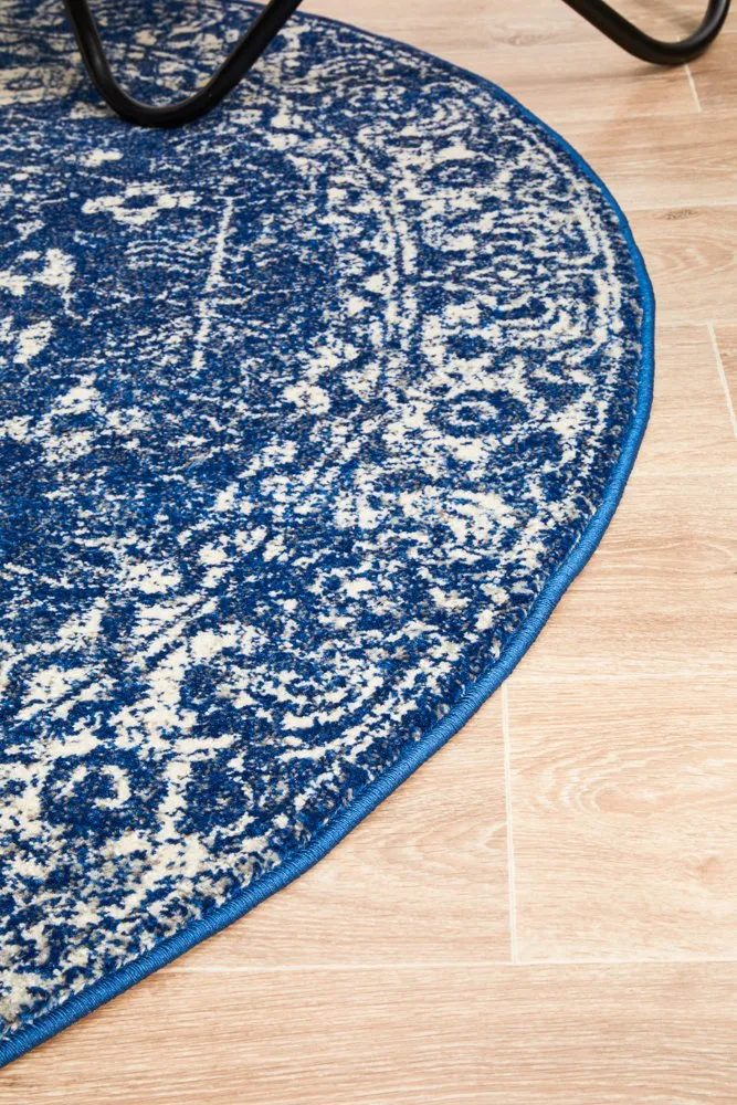 Evoke 252 Round Rug (Navy) by Rug Culture
