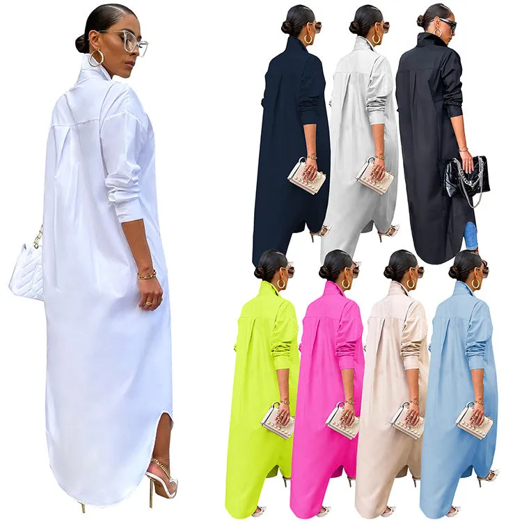 Fashion Solid Color Long Shirt （AY1669）