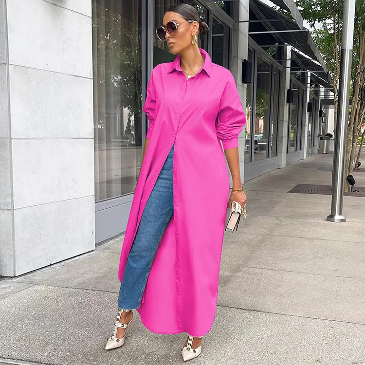 Fashion Solid Color Long Shirt （AY1669）