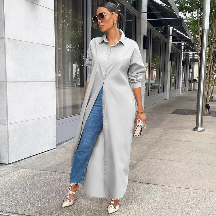 Fashion Solid Color Long Shirt （AY1669）