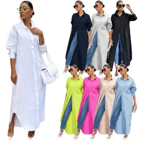 Fashion Solid Color Long Shirt （AY1669）