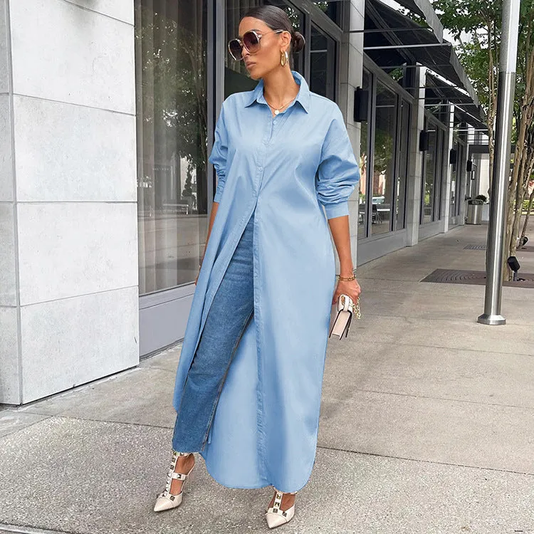 Fashion Solid Color Long Shirt （AY1669）