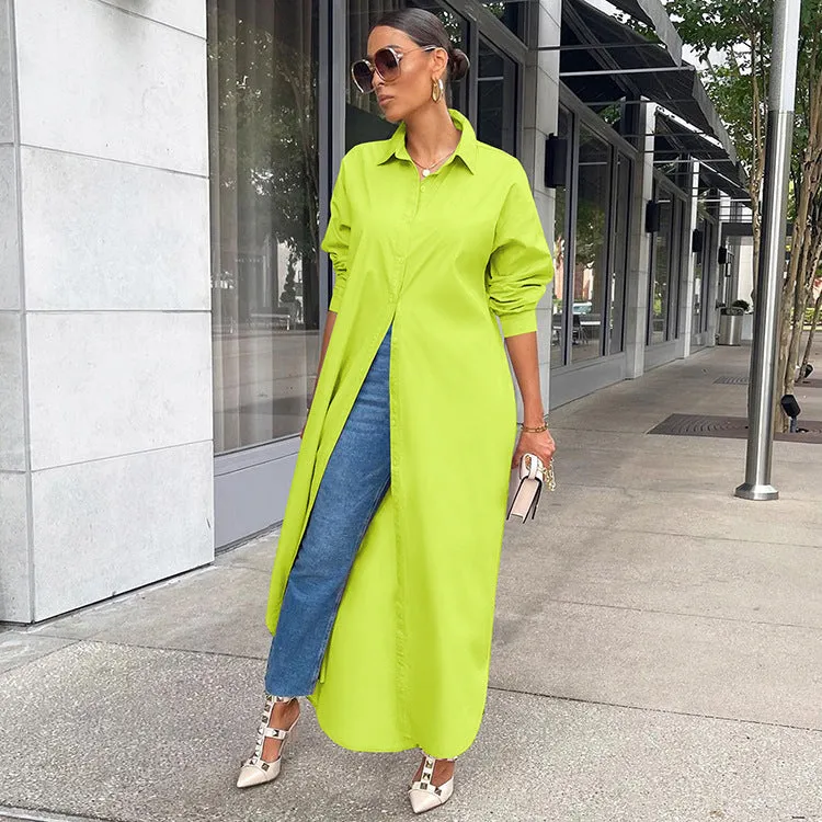 Fashion Solid Color Long Shirt （AY1669）