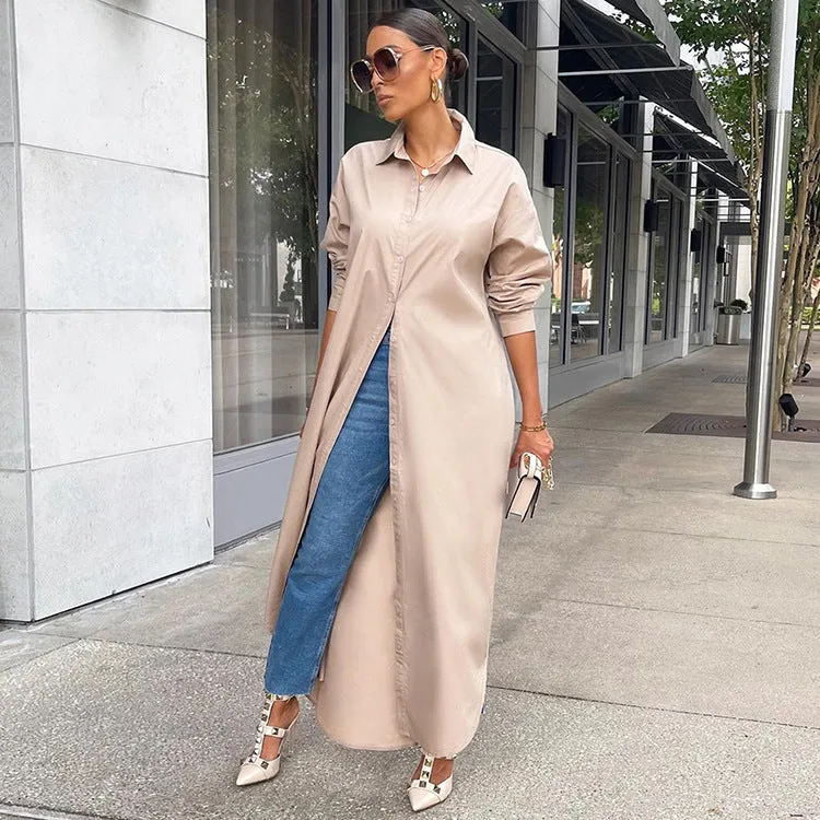 Fashion Solid Color Long Shirt （AY1669）