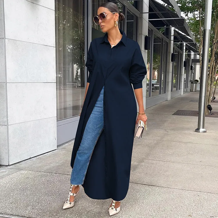 Fashion Solid Color Long Shirt （AY1669）