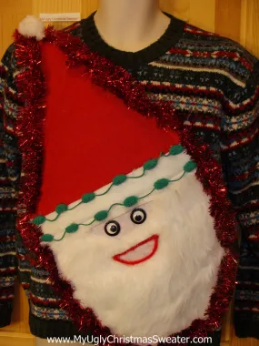 Fesitve Wacky 3D Furry Santa Ugly Christmas Sweater