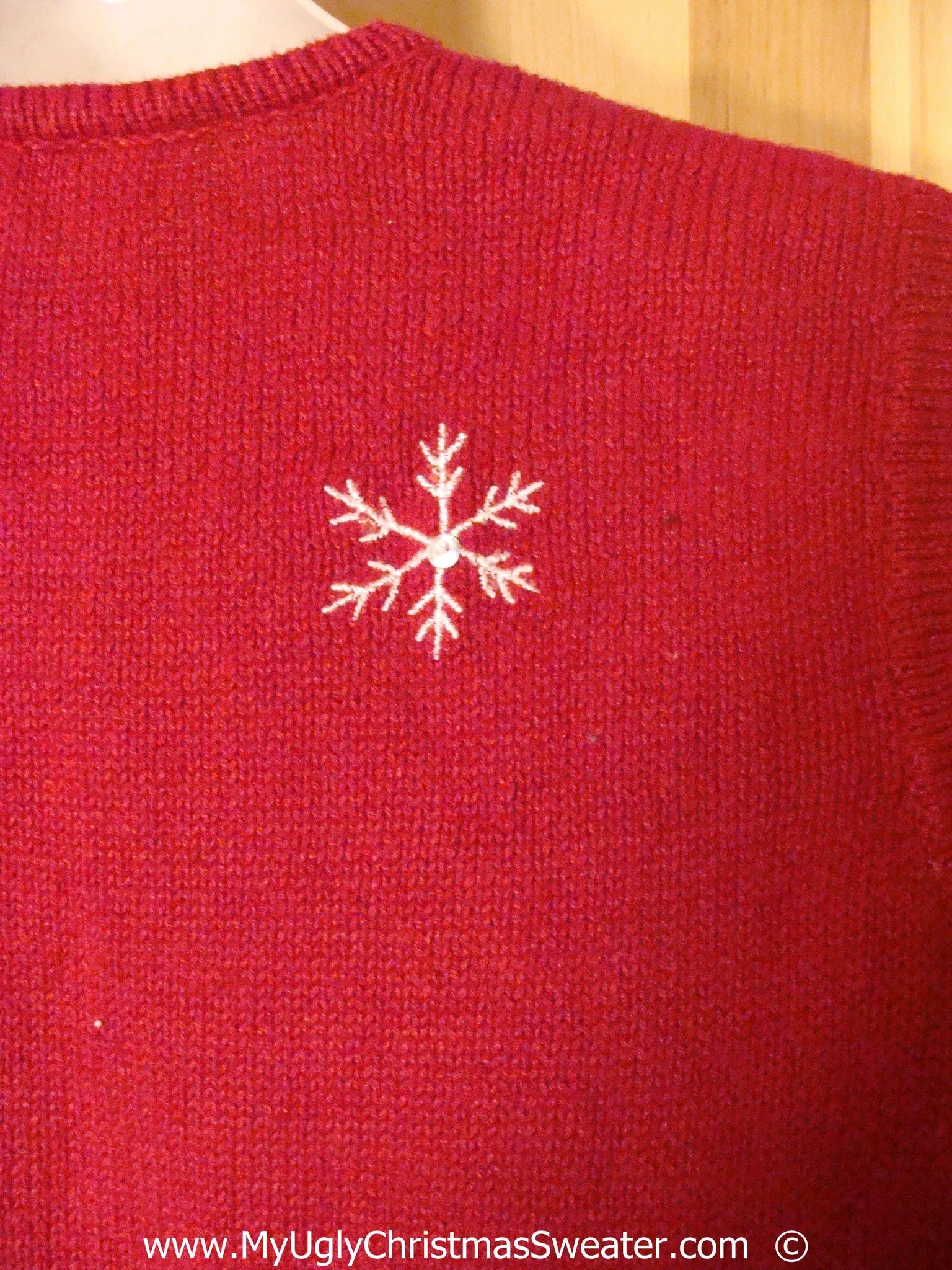 Four Skiing Snowmen Red Christmas Sweater Vest