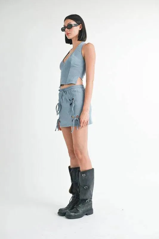 French Terry Cutout Mini Skirt - 100% Cotton