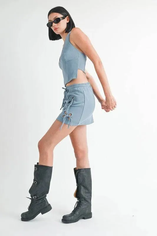 French Terry Cutout Mini Skirt - 100% Cotton