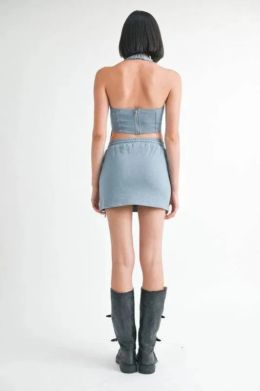 French Terry Cutout Mini Skirt - 100% Cotton