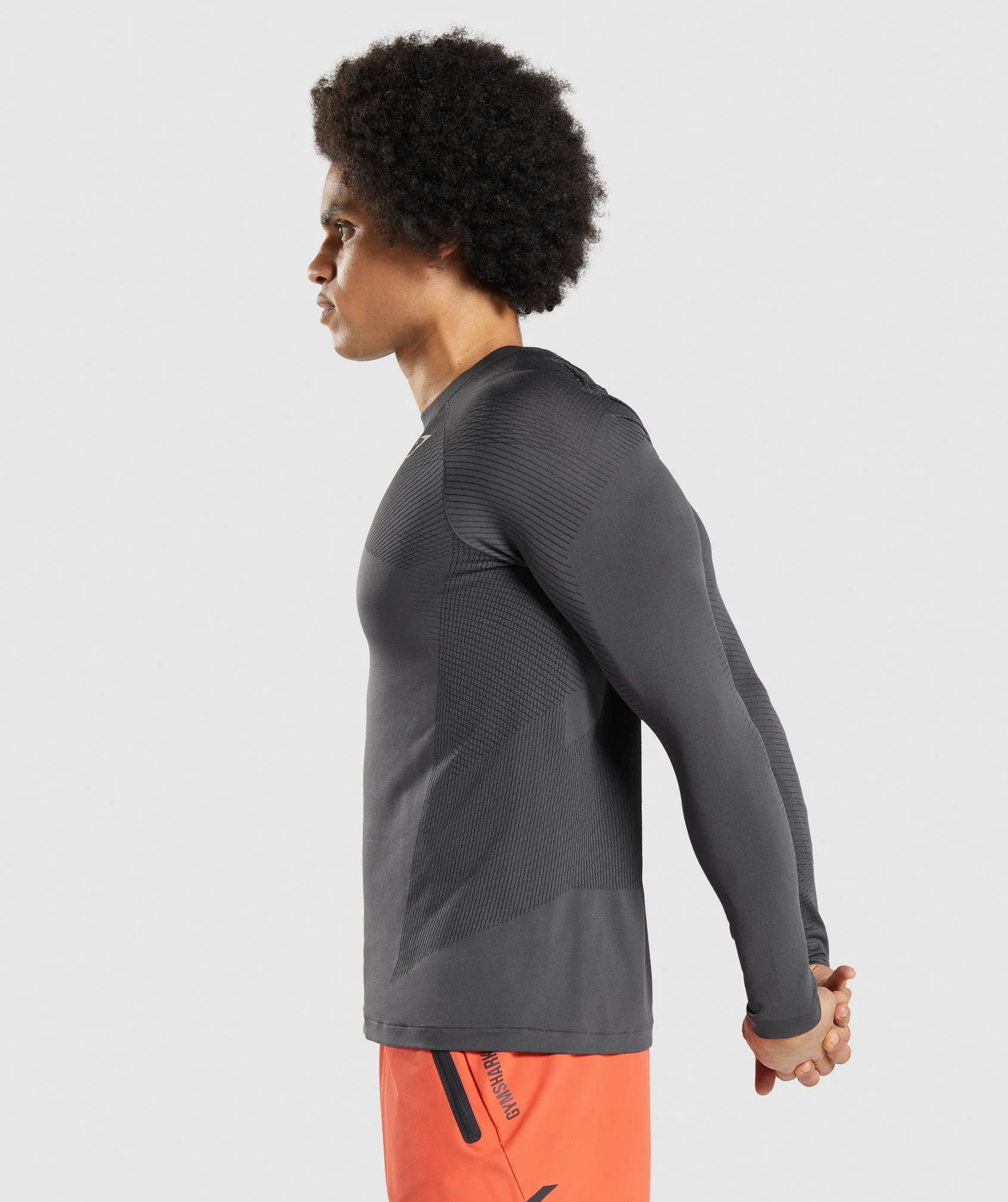 Gymshark Apex Seamless Long Sleeve T-Shirt - Onyx Grey/Black