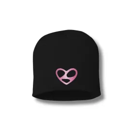 Heart Beanie, Black/Pink