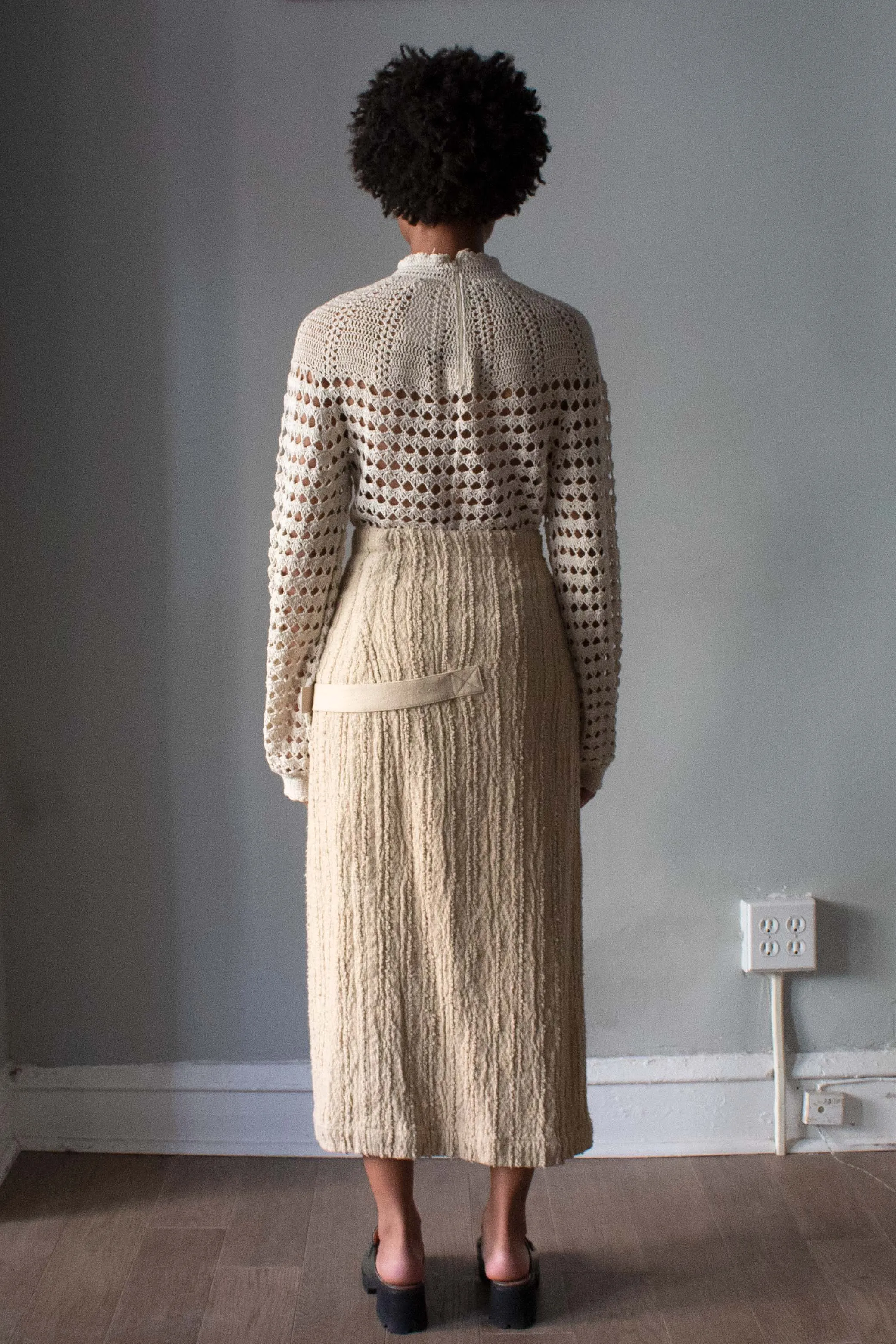 Issey Miyake Brown Textured Cotton Wrap Skirt