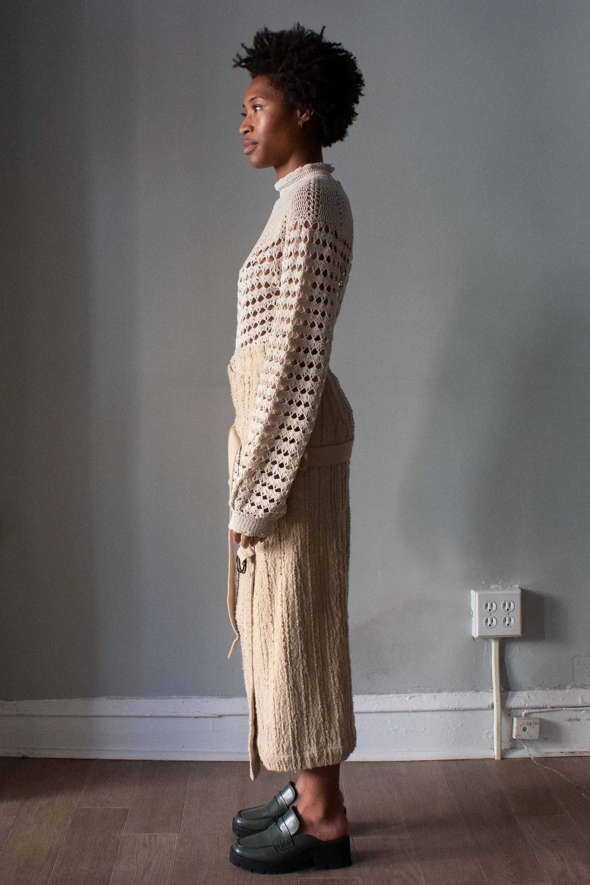 Issey Miyake Brown Textured Cotton Wrap Skirt